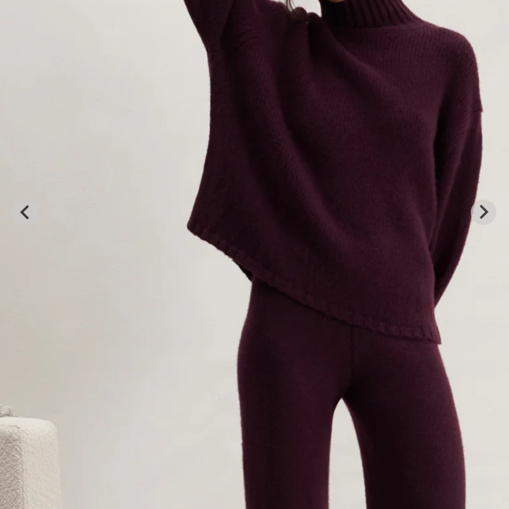 Lunya Cashmere Sweater and wide leg Pants Set vintage Merlot M NWT 2025